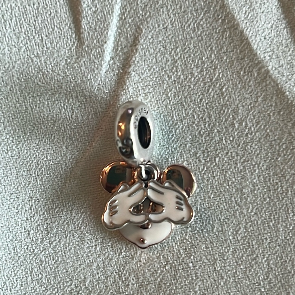 Disney Mickey double dangle peek a boo rose gold silver combo